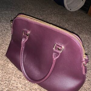 Signature Purple Satchel with Structured Shape and Short Handles